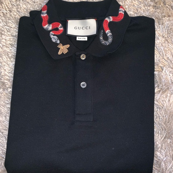 cotton polo with kingsnake embroidery